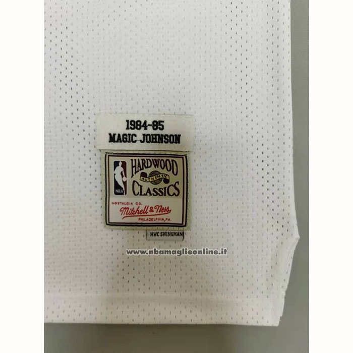 Maglia Los Angeles Lakers Magic Johnson #32 Mitchell & Ness1984-85 Bianco